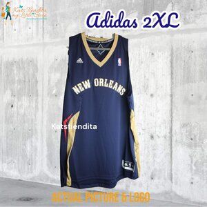 Adidas Men's New Orleans Pelicans Blank NBA Jersey Blue Size 2XL Lenght+2 NWT